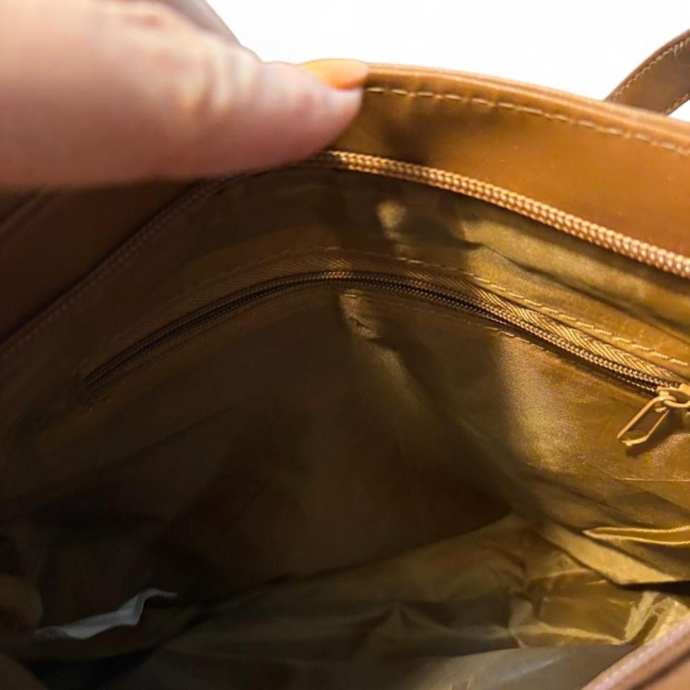 Brown And Orange Patchwork Leather Shoulder Bag - image 7